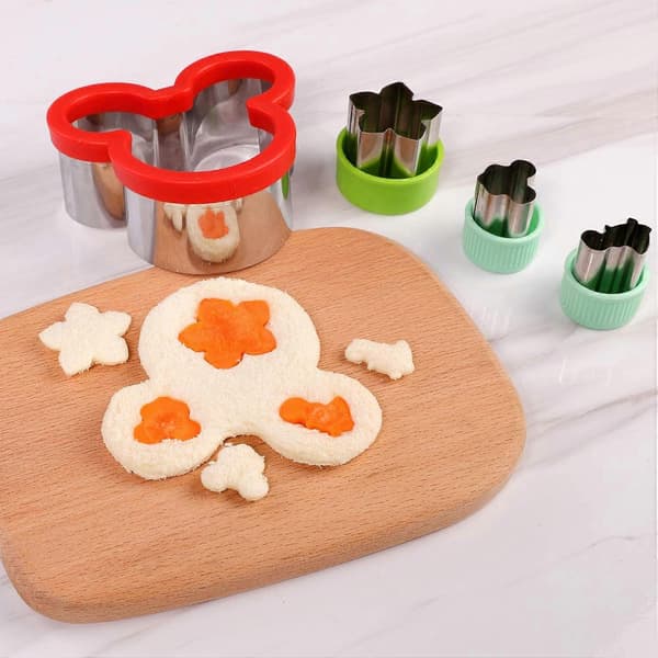 Sandwichkutter og forsegler sett, 4 stk brød sandwich dekruster pannekakemaker DIY kakeutstikkere for barn