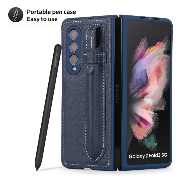 Phone case för Galaxy Fold 3 5g Med S-pennhållare Blue