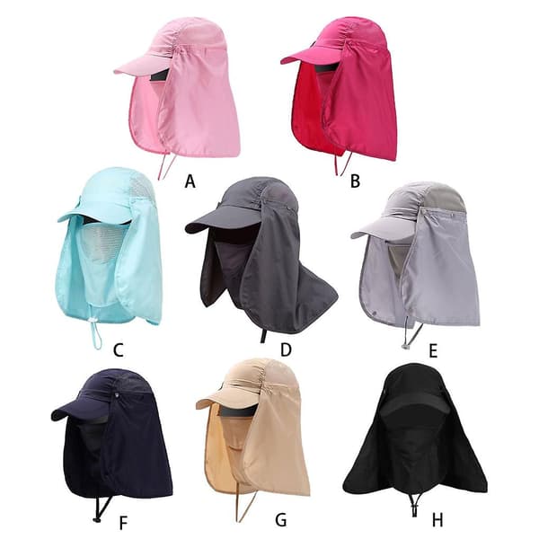 Let og åndbar justerbar sommerhat til udendørs aktiviteter med nakke- og ansigtsklap Light Grey