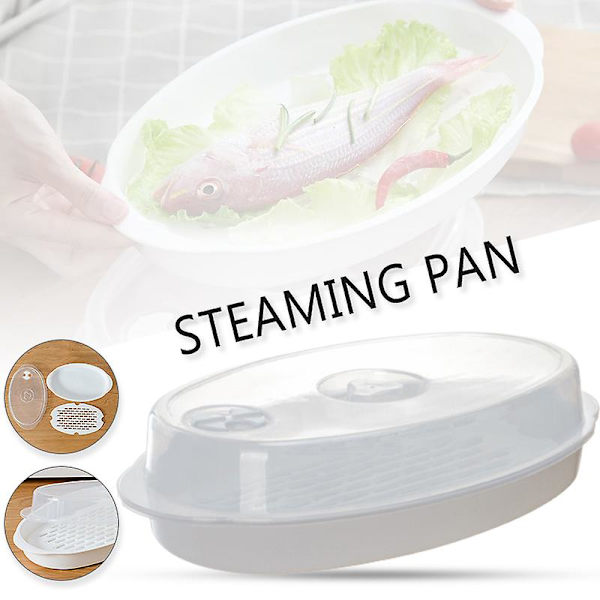 Ångkokare Värmare Skål För Mikrovågsugn Rund Plastskål Varm Ångad Bulle Dumpling Ångkokare Med Lock