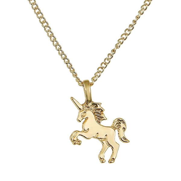 Söta små enhörningar hänge halsband pläterat guld Silver tecknad häst halsband honnyckelbenet Silver