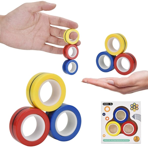 Magnetisk fingerring, Magnetisk ring Fidget Spinner Toy, Uppgraderad Hand Spinner för stress relief multicolored