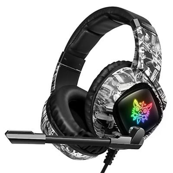 Camouflage Gaming Headset Kabelanslutna LED-hörlurar med mikrofon för bärbar dator PS4 PS5 Xbox One Camouflage gray