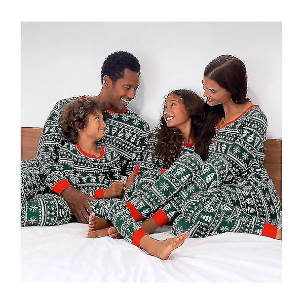Jule Familie Juletre Trykk Pyjamas Matchende Sett Toddler 9M