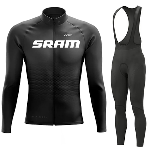 SRAM Pro Syksy Pyöräilypaita Setti Pyöräilyurheiluvaatteet Puku MTB Uniform Ropa Ciclismo Maantiepyöräilyvaatteet Bicicleta Pitkät Bib-housut Punainen XXL Red