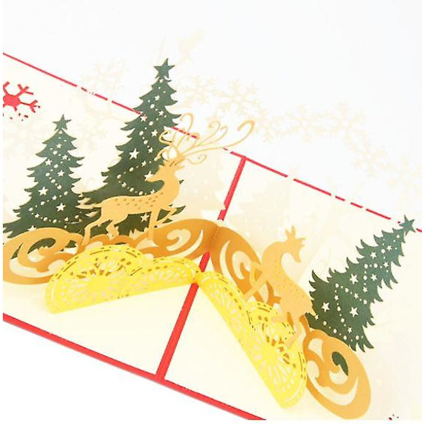 3D Julekort Xmas Pop Up-kort, håndlagde takkekort