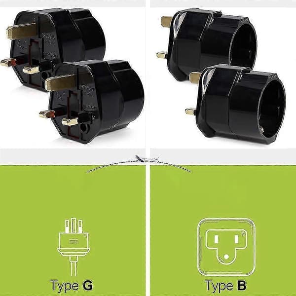 [LCS]2x Reiseadapterplugg for England - Reiseplugg Strømadapter EU til Stikkontakt - Reiseplugg Black