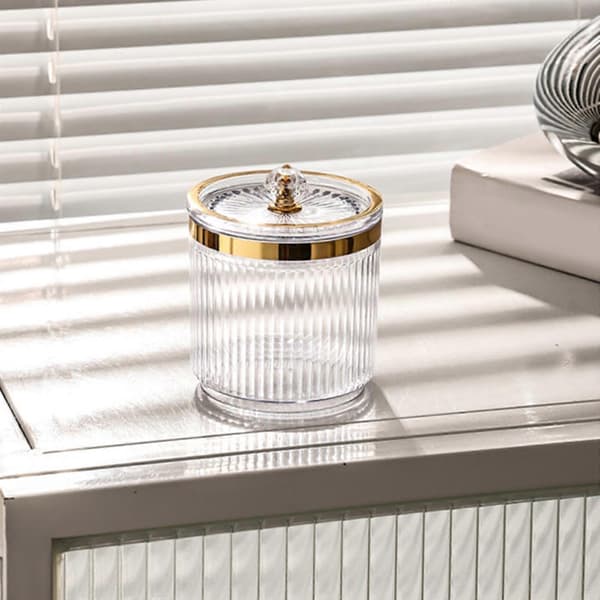 Makeup vatpindsholderkrukke med låg til bordplade, skrivebord, kommode Clear