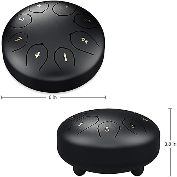 Teräskielirumpu Handpan Lyömäsoitin 8 Nuottia 6 Tuumaa