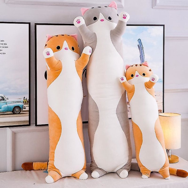 Plush Lång Bomulls-Söt Kattdocka Mjuk Bomullsfylld Sov Kudde Leksak brown 90cm