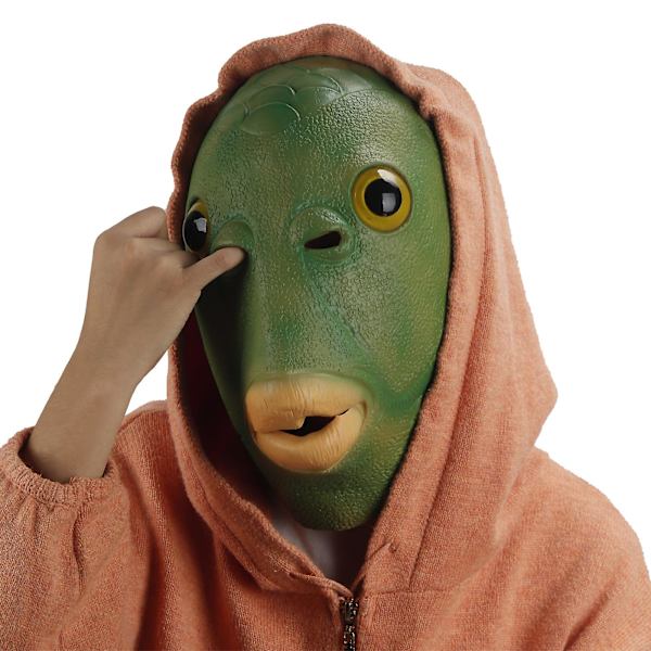 Halloween Grøn Fiskemand Hætte Grønt Hoved Monster Maske (2 Stykker) Monsterdyr Gylden Karusse Cos Rekvisitter Latex Film Og TV Makeup Alien, M