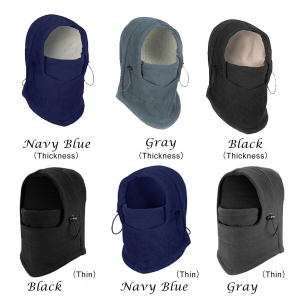 Vinter Fleece Hals Varm Balaclavas Hat Face Täcker Huv Cap Vindtät Ski Hat Herr Kvinnor Navy Blue no fleece lined