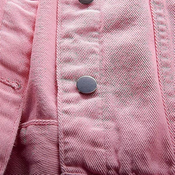 [LCS]Langærmede denimjakker til kvinder - Stilfuldt overtøj til forårs- og efterårsvejr Pink XL
