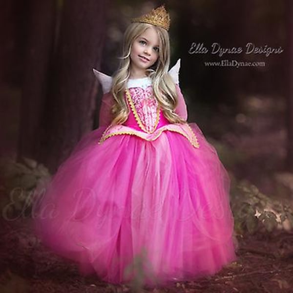 Prinsessklänning Regnbåge Tyllklänning Födelsedag Barnkläder pink 150cm