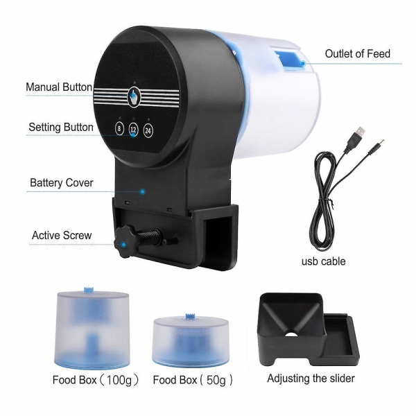 Programmerbar automatisk fiskmatare akvarium tank timer matare Ak-02s