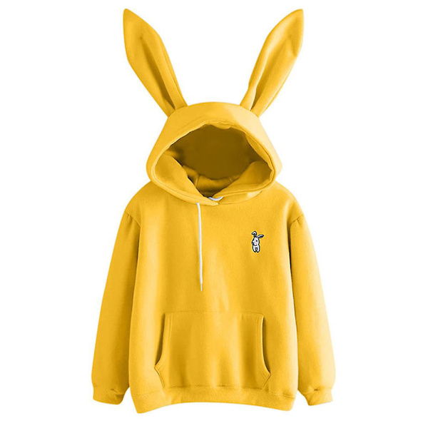Sød Kanin Hættetrøje Dame Hættetrøje Kaninøre Pige Langærmet Hættetrøje Sweatshirt Hættefrakke Yellow XL