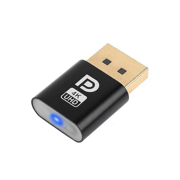 [LCS] 4K Displayport Dummy Plug DP Virtuel Skærmadapter EDID Headless Ghost Emulator til PC Grafik V Black