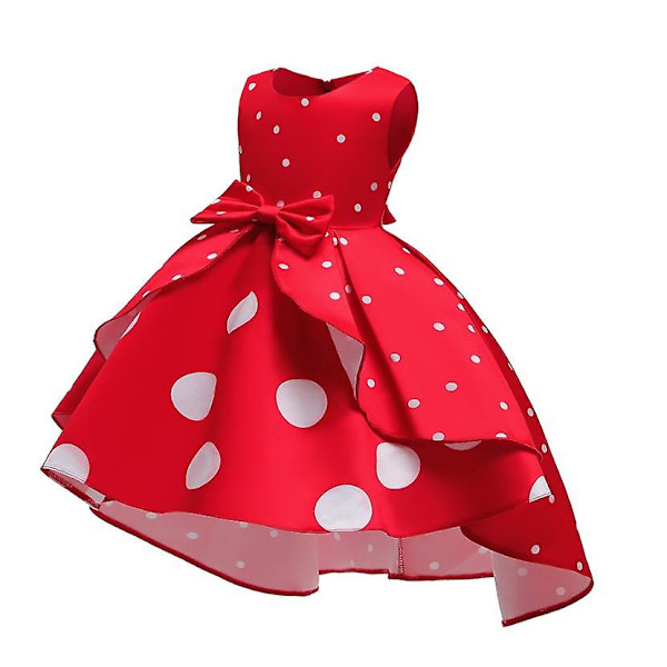 Tyttöjen Joulu Pilkullinen Syntymäpäivä Prinsessa Mekko Halloween Karnevaali Asu red 140