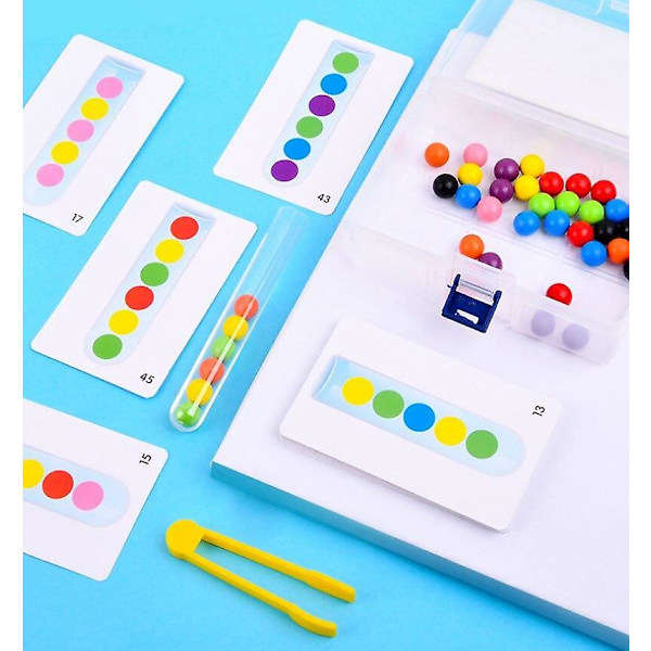 Læringslegetøj Montessori Farvesortering Trælegetøj Hænder Hjernetræning Clip Perler Matematik