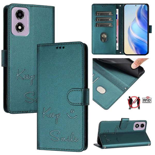 [LCS]Läderfodral kompatibelt med Motorola Moto E14 Peacock Green