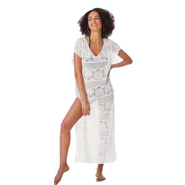 Udhulet Kvinder Kaftan Strandtøj V-hals Blonde Solcreme Bikini Co
