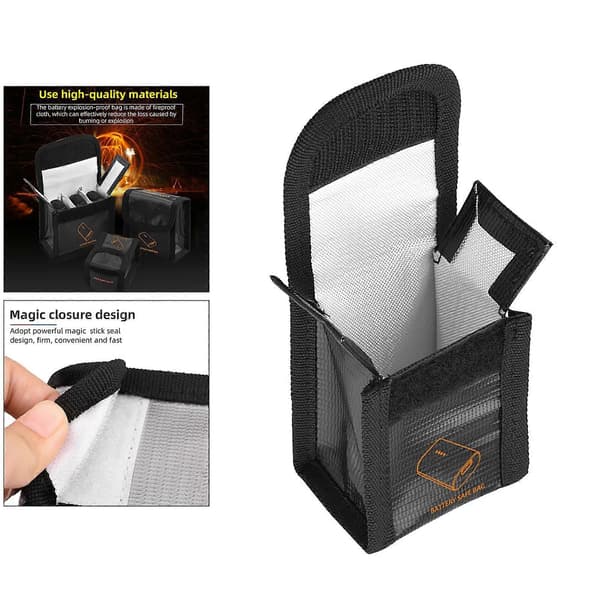 [LCS] Brannsikker Lipo Safe Bag for Lipo Batterioppbevaring og Lading, Solid Lipo Batteribeskyttelse (9x11,3x5cm) Black S