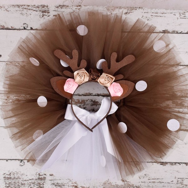 Tecknad bambi photographytutu kjol jul fluffiga bruna rådjur Brown 0-6m