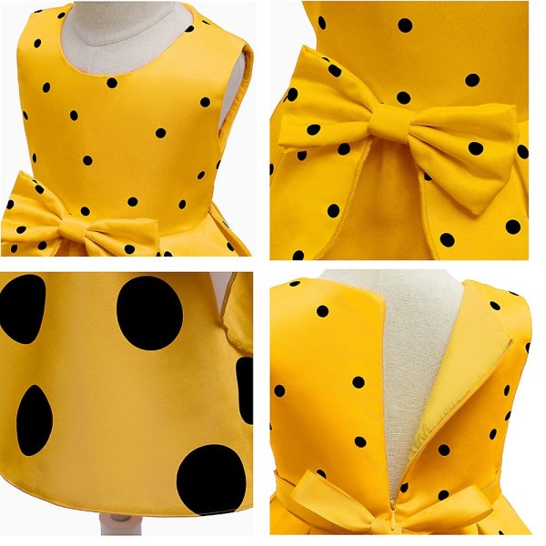 Flickor Jul Polka Dots Födelsedag Princess Dress Halloween Carnival kostym yellow 110