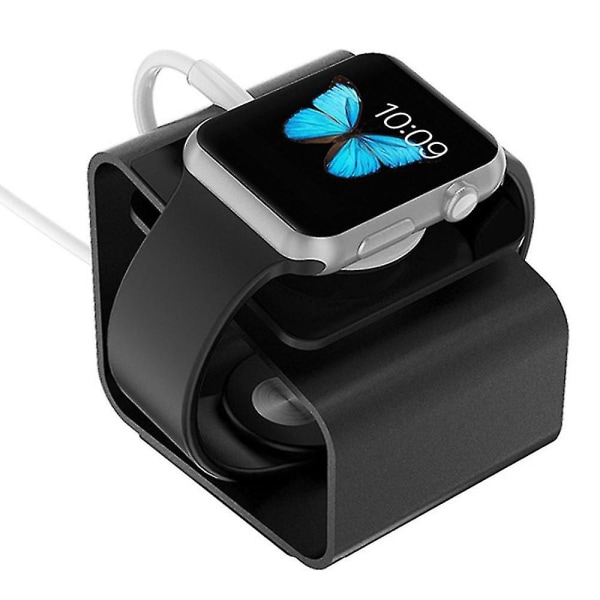 Bärbart aluminiumställ för Apple Watch Laddningsstation Dock trådlöst black