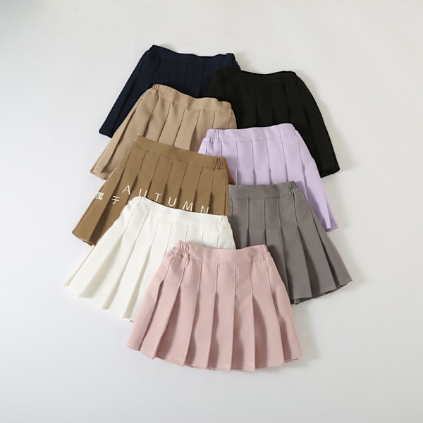 A-linjeformad kjol för barn, kort plisserad kjol A khaki 140cm En khaki