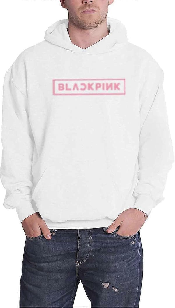 BLACKPINK Hettegenser Shut Down Fotogrid Logo Offisiell Unisex Hvit Pullover M