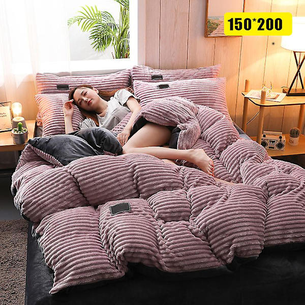 3/4 stk. Tykk Velvet Vinter Sengetøy Sett Full Queen King Size Dynetrekk Husholdning Bean Paste 150cm*200cm