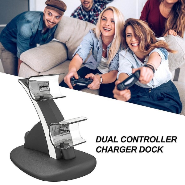 Laddningsdocka med dubbla kontroller för sony ps5 stationär power cradle laddningsställ elektronisk maskintillbehör Black