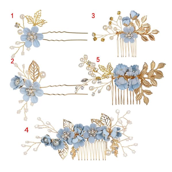Hårkammer Blomsterhårnål Brudeklemmer BLÅ 5 blå blue 5