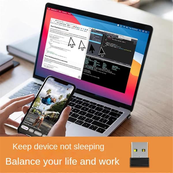 Mus Jiggler Mover Uopdagelig Automatisk USB Port Shaker, Sort