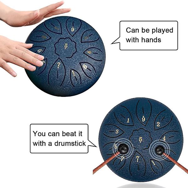 11 Toner 6 Tum Panda Trumma Stål Tongue Drum Kit För Nybörjare Ad