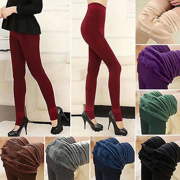 Dam Vinter Termiska Tjocka Fleece Skinny Leggings Stretch Byxor Tights Jeggings Långbyxor Black