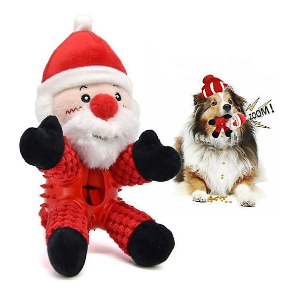 Jul Bit Ljud Söt Jultomte Älg Plyschleksak För Hund Interaktiv Santa Claus