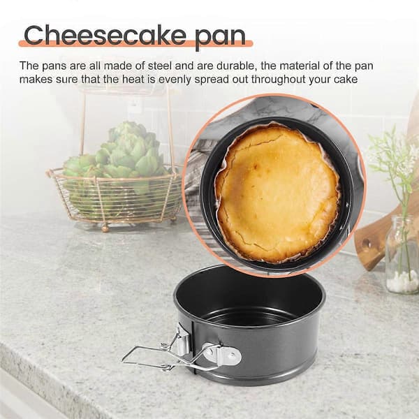 4-tums Mini Springform Pan Set - 4-delad Liten Nonstick Cheesecake Pan för Mini Cheesecakes, Pizzor Black