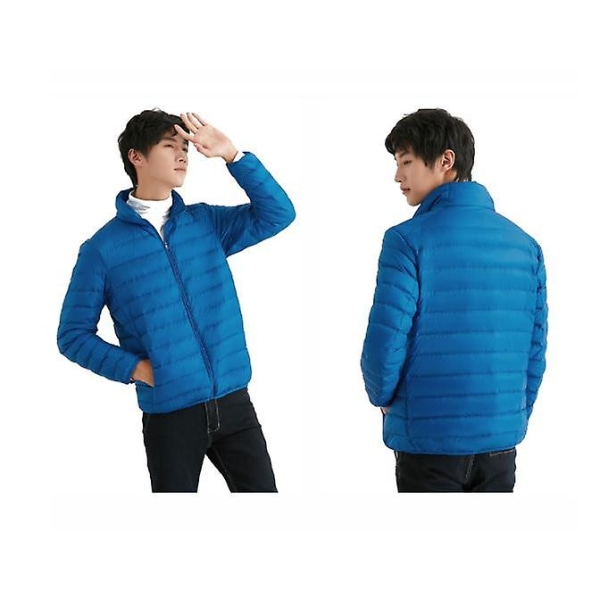 Pakkbar pufferjakke for menn, isolert dunjakke, lett vinterjakke royal blue M