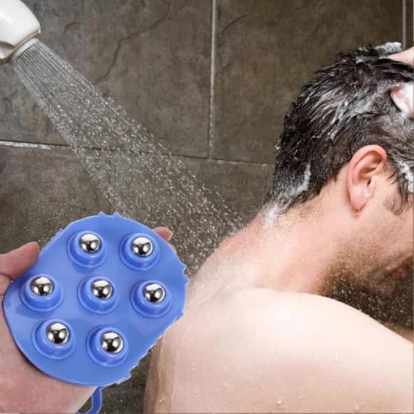 Lymfdränagehandskar Borste Dubbelsidig Bärbar Kroppsskrapningsmassageborste-Bra Blue