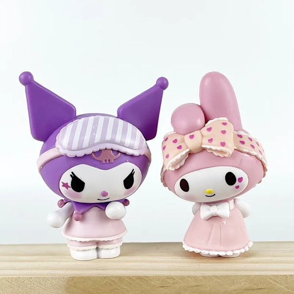 Sanrio Blind Box Søde Kuromi My Melody Figurer Legetøj Pyjamas Serie Samling Boligindretning Til Børn Julegave 3pcs