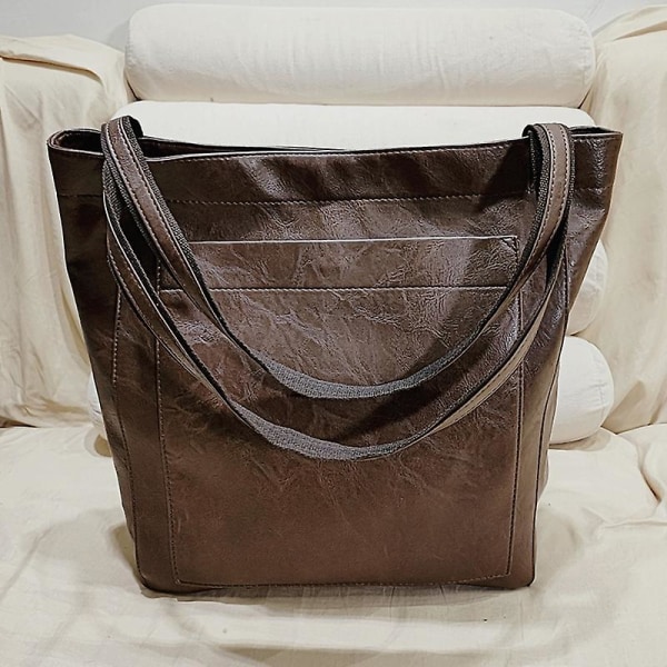 Dam Höst Vinter Canvas Väska Axelremsväska Crossbody Messenger Bag Stor Handväska Tote Dark Coffee