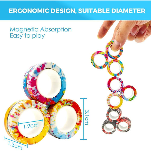 Nya 3st Magnetiska Snurr Fidget Ring Spinner Magnet Fidget Leksaker Avstressande A
