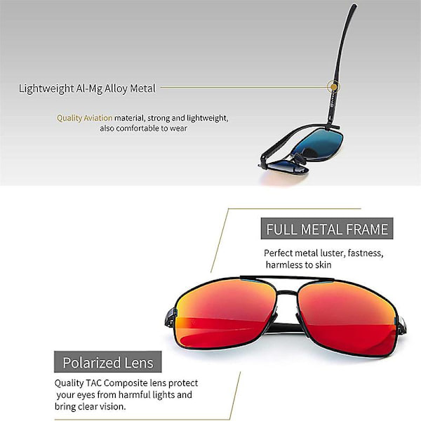 [LCS]Uv400 Ultralätta Rektangulära Polariserade Solglasögon Red