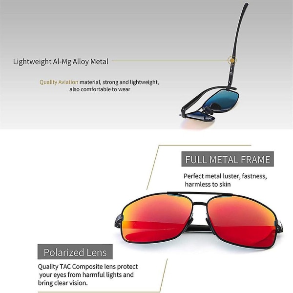 Uv400 Ultralätta Rektangulära Polariserade Solglasögon Red