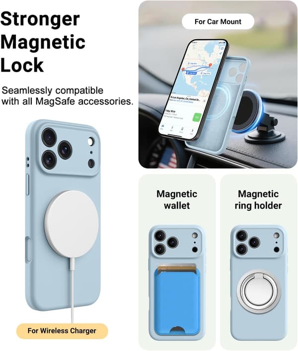 [LCS] Ultratyndt MagSafe-cover til iPhone 17 Pro Max - Blødt flydende silikonebeskyttelse iPhone 17 Pro Max iPhone 17 Pro Max bleu bébé