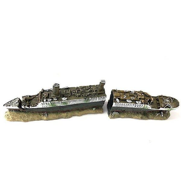 Akvarium Titanic Middelhavsmodel Skibsdekorationer Kunstigt Skibsvrag Boligindretning Resin