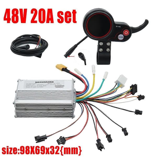 48V 20A Elektrisk Scooter Controller Dashboard Kit med TF-100 Display Scooter til Elektrisk Scooter P silverblack