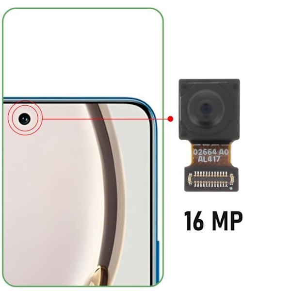 Frontkamera - AVIZAR - Honor Magic 4 Lite 5G - 16MP Selfie Sensor - Sort Svart